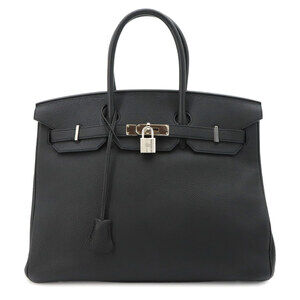Hermes Birkin 35 Togo Black Handbag □R Stamp Silver Hardware